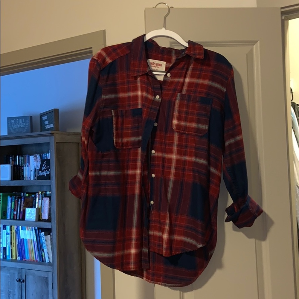 Red and navy target flannel